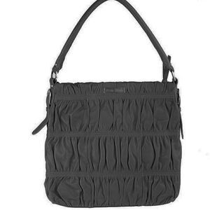 Mido Mido Ruched Pebble Leather Zip Top Bag